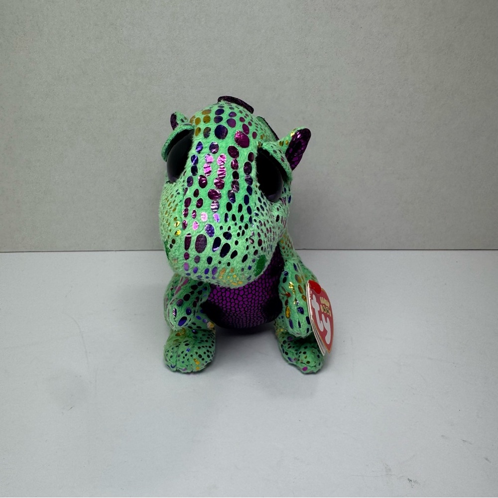TY BEANIE BOOS "Cinder" Dragon Green / Purple Plush Stuffed Animal Collectible‎